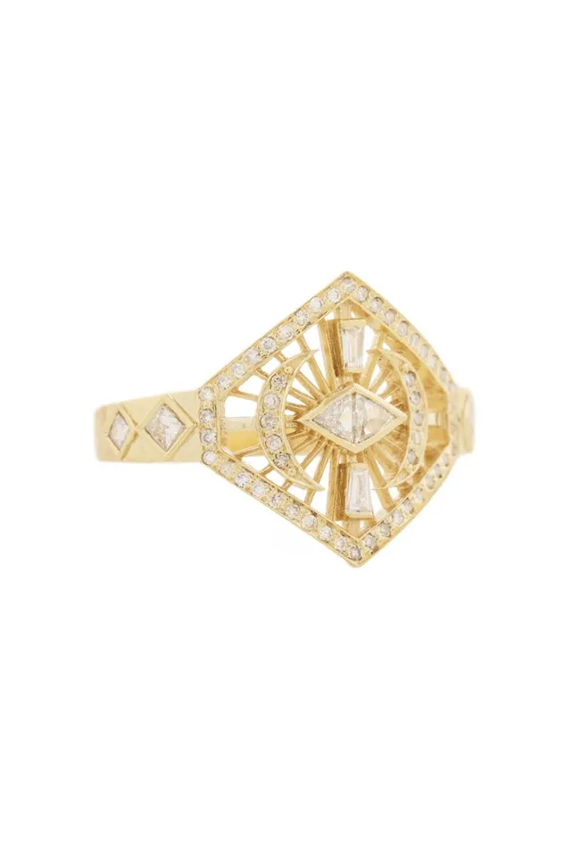Celine Daoust Rings DIAMOND DREAM MAKER MARQUISE AND MOON CRESCENTS RING