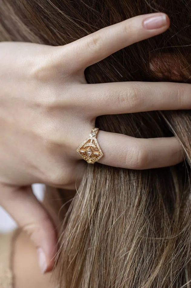 Celine Daoust Rings DIAMOND DREAM MAKER MARQUISE AND MOON CRESCENTS RING