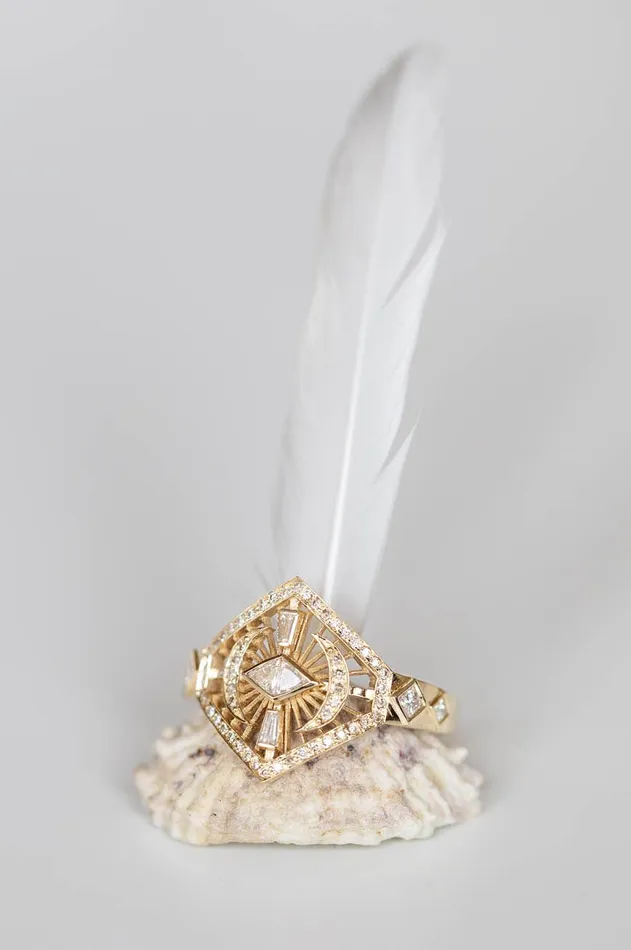 Celine Daoust Rings DIAMOND DREAM MAKER MARQUISE AND MOON CRESCENTS RING