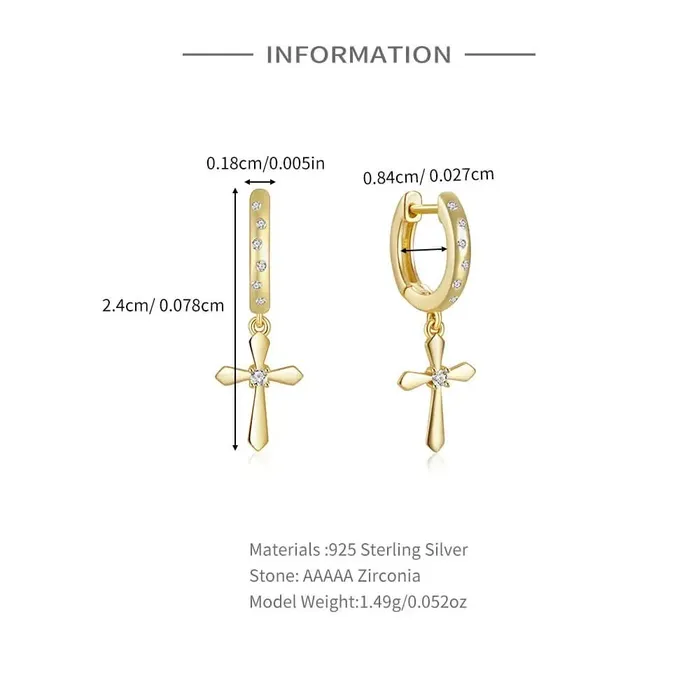 Cross Charm Huggie Hoops Get Signatured Earrings