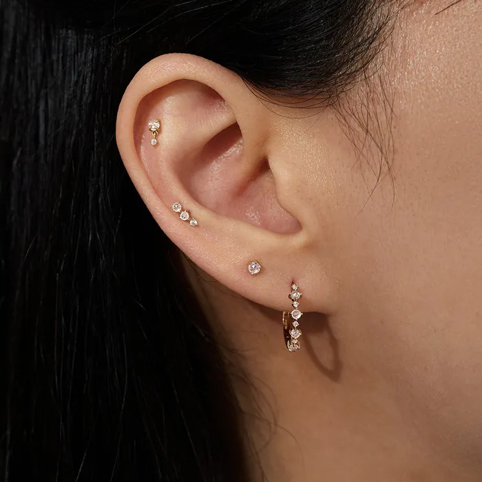 Earrings AURELIE GI ROSALYN Rose Cut White Sapphire Solitaire Stud Earring