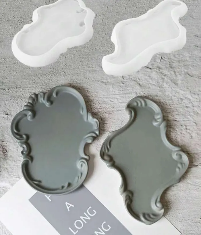 Earrings Vintage Tray Shaped Silicone Mold for Jesmonite Art Resinarthub