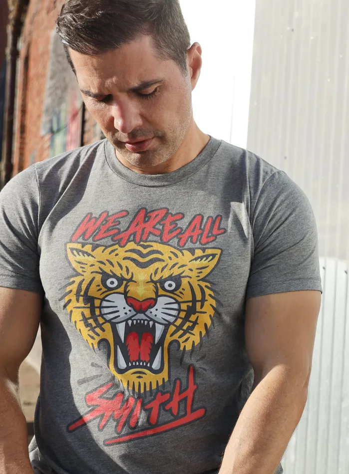 Earrings WE ARE ALL SMITH Mens Jewelry Clothing We Are All Smith Tiger Gray Short sleeve tshirt