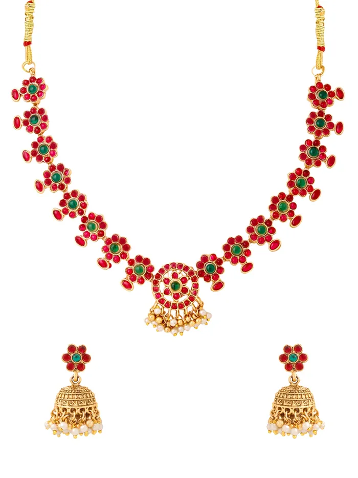 Earrings Yellow Chimes Gold Plated Temple Jewellery Set for Women Elegant Design Necklace Earrings 212 cm Gold Earrings Yellow Chimes Gold Plated Temple Jewellery Set for Women Elegant Design Necklace Earrings 212 cm Gold