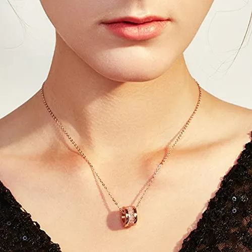Earrings Yellow Chimes Yellow Chimes Chain Pendant for Women Rosegold Pendant Stainless Steel Statement Style Crystal Pendant Necklace for Women and Girls