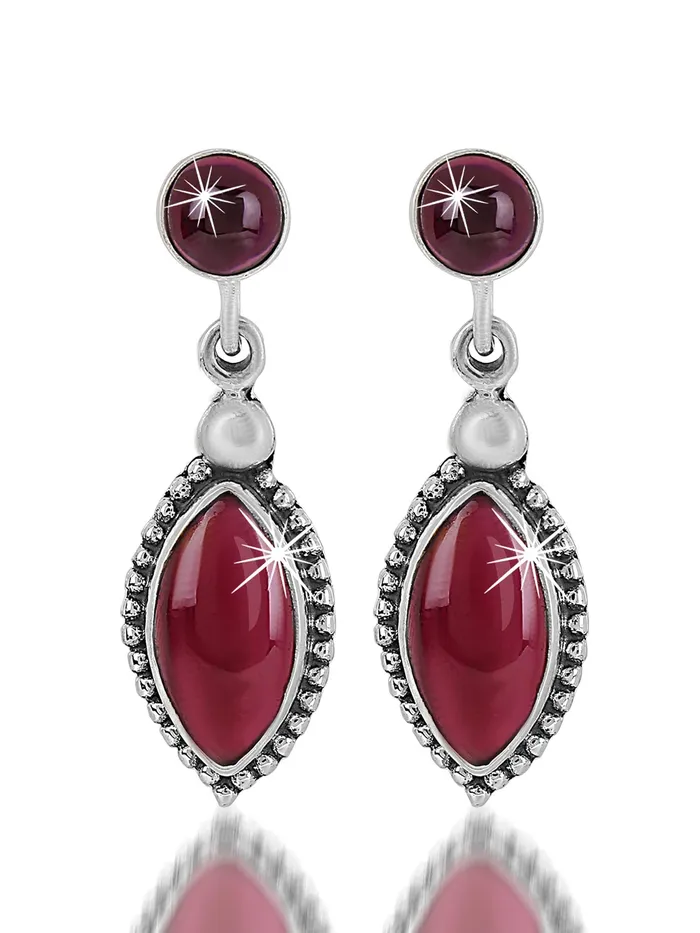 Earrings Yellow Chimes Yellow Chimes Gemstone Ruby Quartz 925 Sterling Silver Hallmark and Certified Purity Drop Earrings for Women and Girls Earrings Yellow Chimes Yellow Chimes Gemstone Ruby Quartz 925 Sterling Silver Hallmark and Certified Purity Drop Earrings for Women and Girls