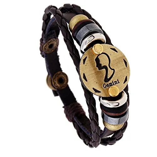 Earrings Yellow Chimes Yellow Chimes Zodiac Sign Constellation Handmade Brown Leather Bracelet for Men and WomenUnisex Gemini Earrings Yellow Chimes Yellow Chimes Zodiac Sign Constellation Handmade Brown Leather Bracelet for Men and WomenUnisex Gemini