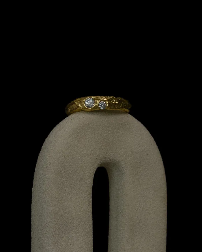 MYJN Rings Trixie Rustic Hammered Diamond Ring
