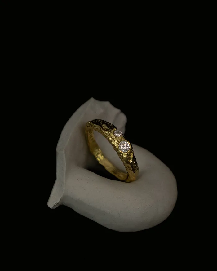 MYJN Rings Trixie Rustic Hammered Diamond Ring