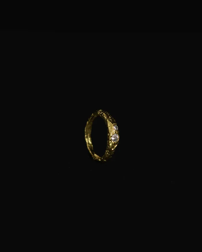 MYJN Rings Trixie Rustic Hammered Diamond Ring