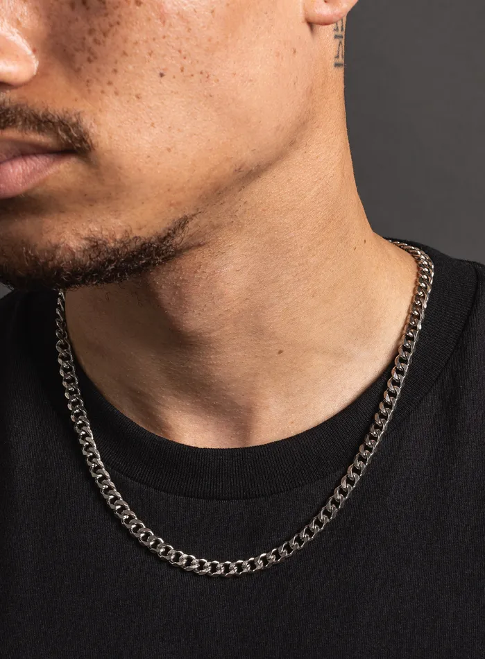 Necklaces WE ARE ALL SMITH Waterproof Faceted 7mm Curb Chain Necklace for Men