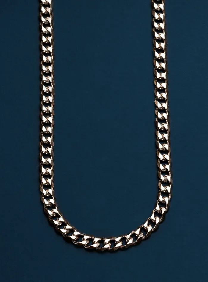 Necklaces WE ARE ALL SMITH Waterproof Faceted 7mm Curb Chain Necklace for Men