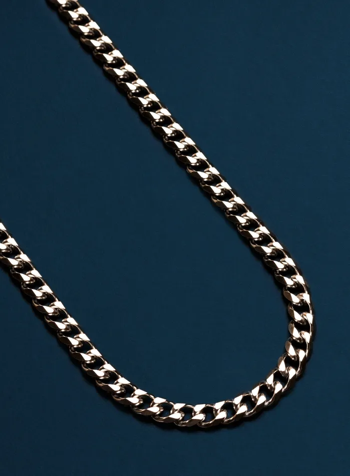 Necklaces WE ARE ALL SMITH Waterproof Faceted 7mm Curb Chain Necklace for Men