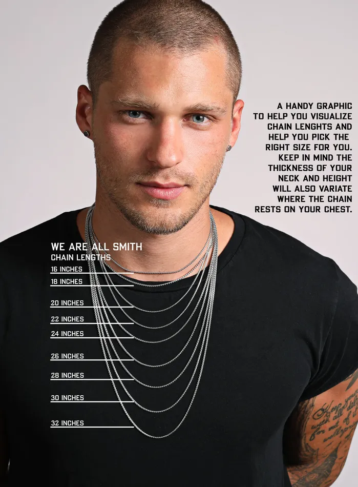 Necklaces WE ARE ALL SMITH Waterproof Faceted 7mm Curb Chain Necklace for Men