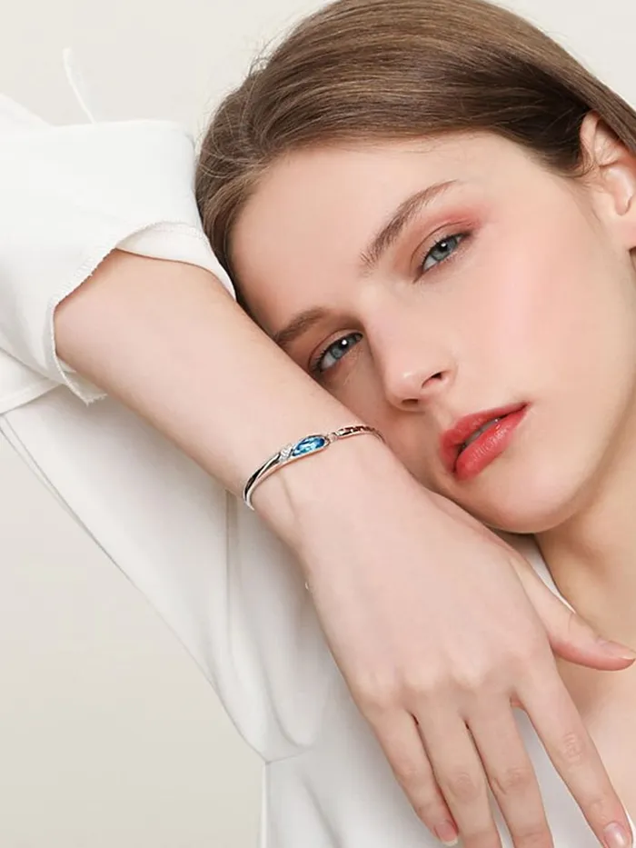 Necklaces Yellow Chimes Yellow Chimes Moxie Collection Blue Stony Austrian Crystal Bracelet for Girls Women