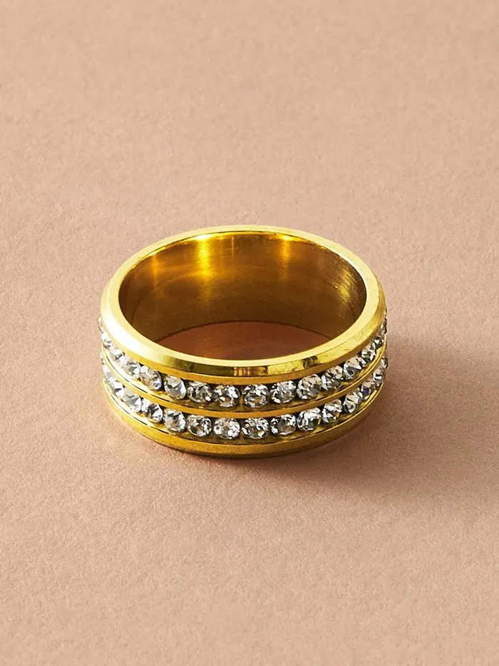 Necklaces Yellow Chimes Yellow Chimes Rings for Mens and Boys Crystal Ring Gold Plated Crystal Studded Finger Ring for Men Birthday Gift For Boys and mens Anniversary Gift for Husband