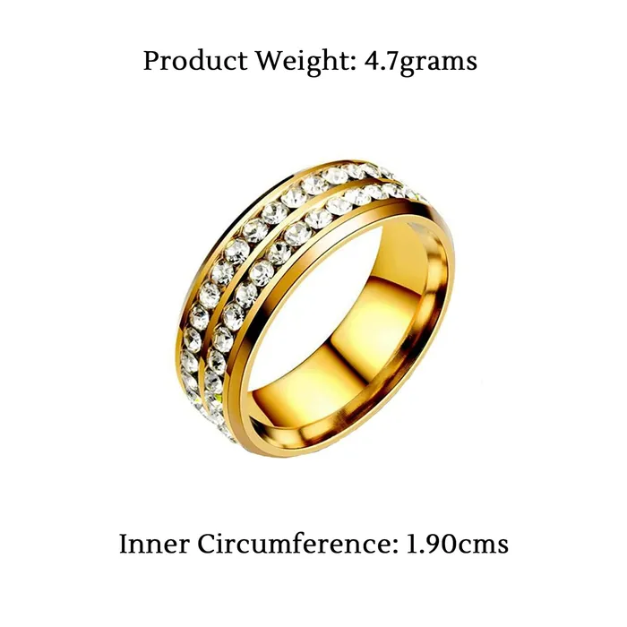 Necklaces Yellow Chimes Yellow Chimes Rings for Mens and Boys Crystal Ring Gold Plated Crystal Studded Finger Ring for Men Birthday Gift For Boys and mens Anniversary Gift for Husband