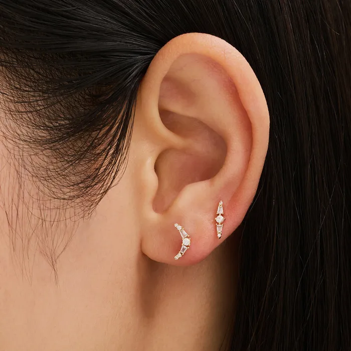 SAVANNAH White Sapphire Threadless Flatback Earring AURELIE GI Earrings