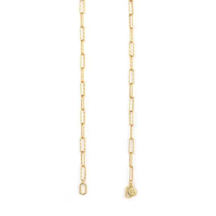 Three Stories Jewelry Rings Open Diamond Cut Paperclip Chain