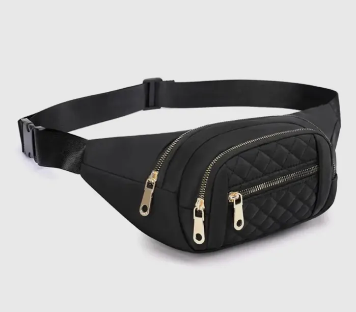 Vanilla Monkey Earrings Quilted Multi Pocket Waist Belt Bag