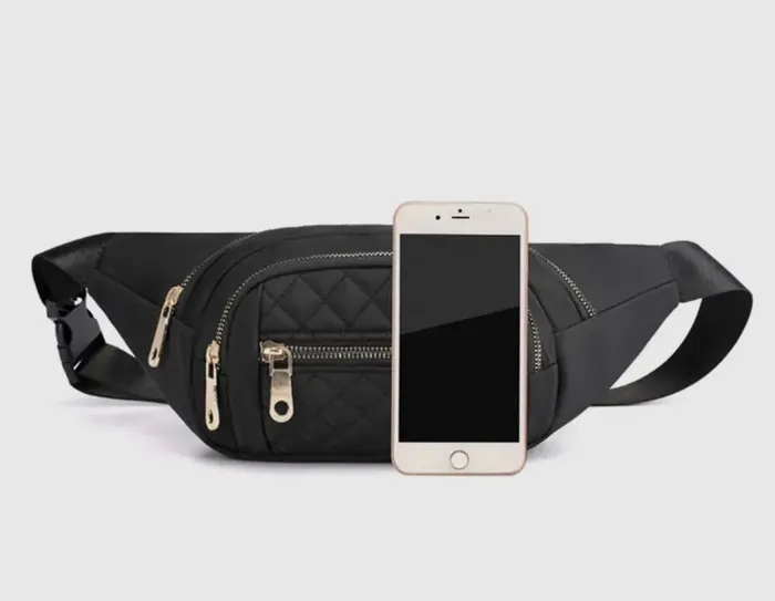 Vanilla Monkey Earrings Quilted Multi Pocket Waist Belt Bag