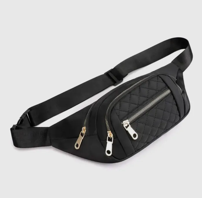 Vanilla Monkey Earrings Quilted Multi Pocket Waist Belt Bag