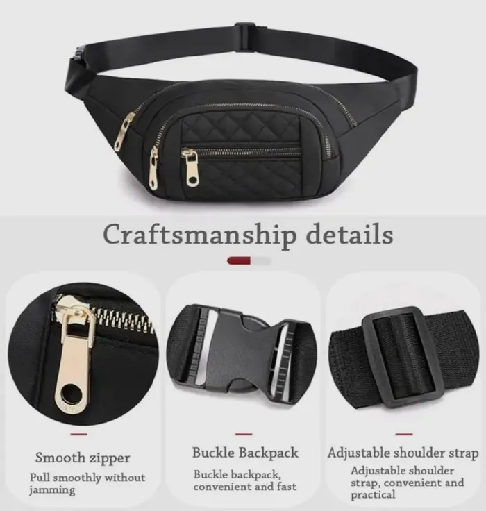 Vanilla Monkey Earrings Quilted Multi Pocket Waist Belt Bag
