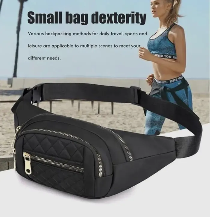 Vanilla Monkey Earrings Quilted Multi Pocket Waist Belt Bag
