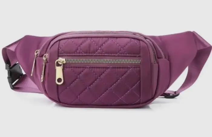 Vanilla Monkey Earrings Quilted Multi Pocket Waist Belt Bag