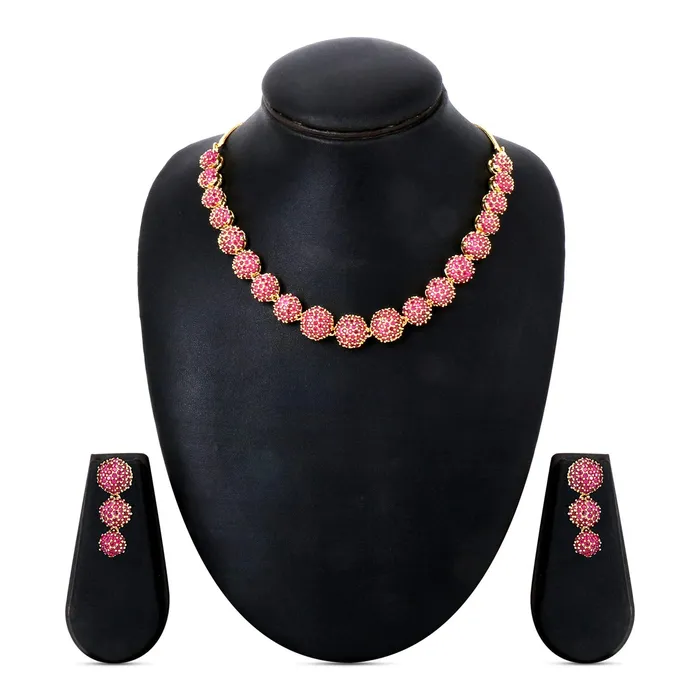 Yellow Chimes Classic Style ADAmerican Diamond Studded 18K Gold Plated Handcrafted Circle Necklace Set Jewellery Set for Women Girls Yellow Chimes Bracelets