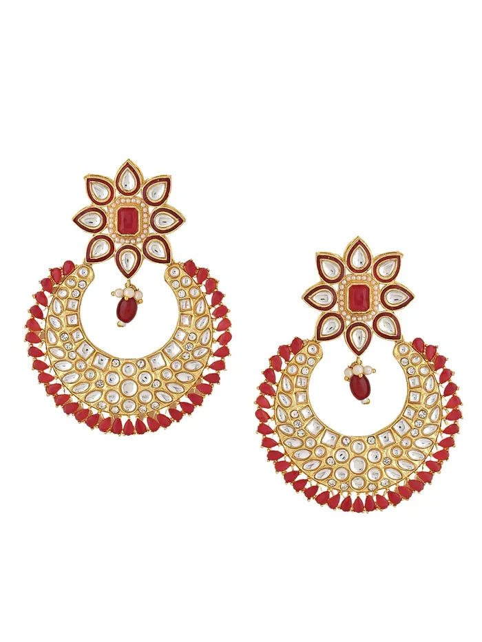 Yellow Chimes Earrings For Women Gold Tone White and Red Kundan Studded Chandbali Earrings For Women and Girls Yellow Chimes Earrings Yellow Chimes Earrings For Women Gold Tone White and Red Kundan Studded Chandbali Earrings For Women and Girls Yellow Chimes Earrings