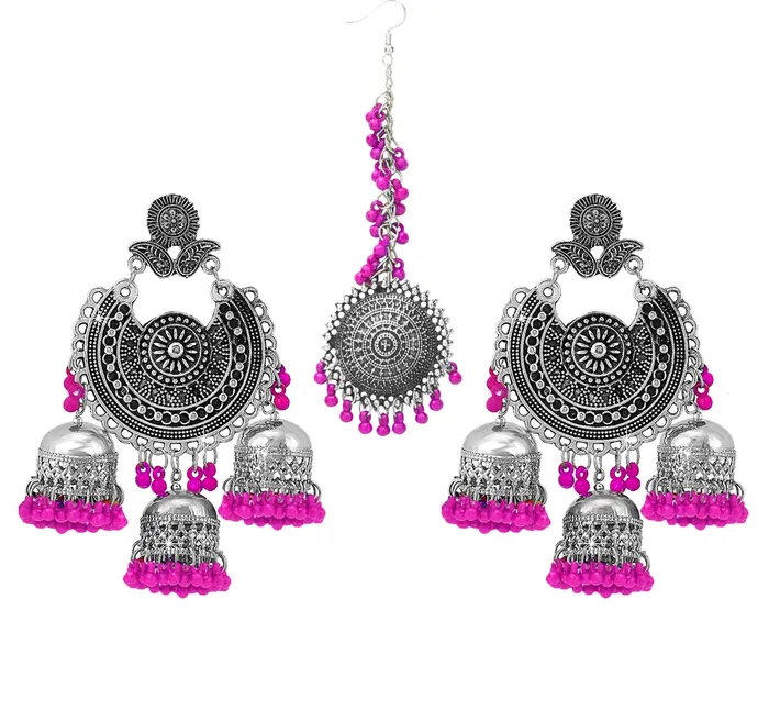 Yellow Chimes Earrings Yellow Chimes Oxidised Earrings for Women Silver Oxidised Afghani Navratri Garba Style Traditional Maang Tikka with Jhumka Earrings for Women and Girls Yellow Chimes Earrings Yellow Chimes Oxidised Earrings for Women Silver Oxidised Afghani Navratri Garba Style Traditional Maang Tikka with Jhumka Earrings for Women and Girls