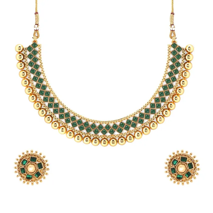 Yellow Chimes Ethnic Handcrafted Jewellery Set Gold Plated Traditional Choker Necklace Set for women Girls Green Yellow Chimes Necklaces Yellow Chimes Ethnic Handcrafted Jewellery Set Gold Plated Traditional Choker Necklace Set for women Girls Green Yellow Chimes Necklaces