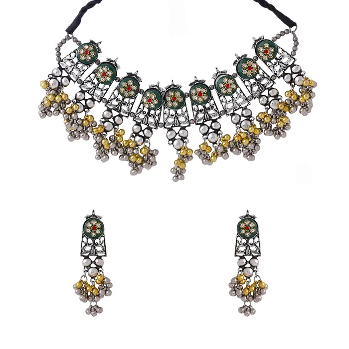 Yellow Chimes Jewellery Set for Women and Girls Kundan Necklace Set Gold Plated Green Beads Studded Kundan Choker Necklace Set Birthday Gift for girls and women Anniversary Gift for Wife Yellow Chimes Earrings Yellow Chimes Jewellery Set for Women and Girls Kundan Necklace Set Gold Plated Green Beads Studded Kundan Choker Necklace Set Birthday Gift for girls and women Anniversary Gift for Wife Yellow Chimes Earrings