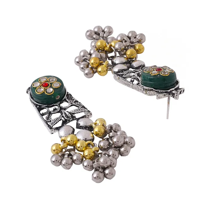 Yellow Chimes Jewellery Set for Women and Girls Kundan Necklace Set Gold Plated Green Beads Studded Kundan Choker Necklace Set Birthday Gift for girls and women Anniversary Gift for Wife Yellow Chimes Earrings