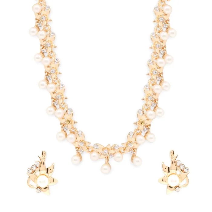 Yellow Chimes Latest Fashion Floral Design Pearl Crystal Golden Choker Necklace Set with Earrings for Women and Girls Yellow Chimes Earrings Yellow Chimes Latest Fashion Floral Design Pearl Crystal Golden Choker Necklace Set with Earrings for Women and Girls Yellow Chimes Earrings