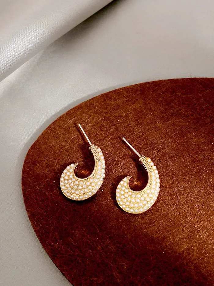 Yellow Chimes Necklaces Yellow Chimes Earrings for Women and Girls Hoop Earrings for Girls Gold Toned Pearl Studded Hoop Earrings Birthday Gift for girls and women Anniversary Gift for Wife