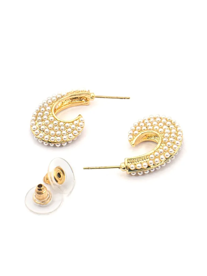 Yellow Chimes Necklaces Yellow Chimes Earrings for Women and Girls Hoop Earrings for Girls Gold Toned Pearl Studded Hoop Earrings Birthday Gift for girls and women Anniversary Gift for Wife