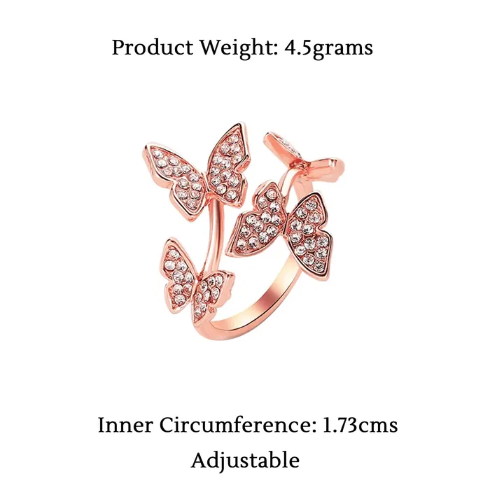 Yellow Chimes Rings Yellow Chimes Rings for Women Girls Crystal Ring for Girls Adjustable Butterfly Designed Silver Tone Crystal Finger Ring for WomenBirthday Gift For girls women Anniversary Gift for Wife