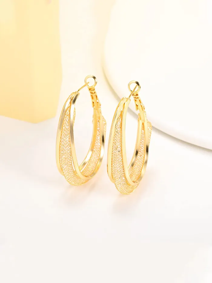 Yellow Chimes Yellow Chimes Earrings for Women and Girls Hoop Earrings for Girls Gold Toned Mesh Oval Crystal Hoop Earrings Birthday Gift for girls and women Anniversary Gift for Wife Necklaces