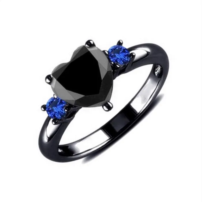 Yellow Chimes Yellow Chimes Elegant Design Black Love Heart Crystal Black Gun Plated Stylish Rings for Women and Girls Earrings