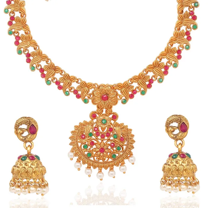 Yellow Chimes Yellow Chimes Ethnic Jewellery Set Gold Plated Latest Designer Floarl Jewelry Set Traditional Antique Necklace Set With Earrings For Women Girls Earrings Yellow Chimes Yellow Chimes Ethnic Jewellery Set Gold Plated Latest Designer Floarl Jewelry Set Traditional Antique Necklace Set With Earrings For Women Girls Earrings