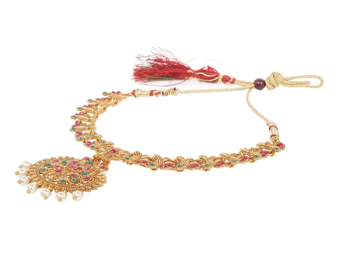 Yellow Chimes Yellow Chimes Ethnic Jewellery Set Gold Plated Latest Designer Floarl Jewelry Set Traditional Antique Necklace Set With Earrings For Women Girls Earrings