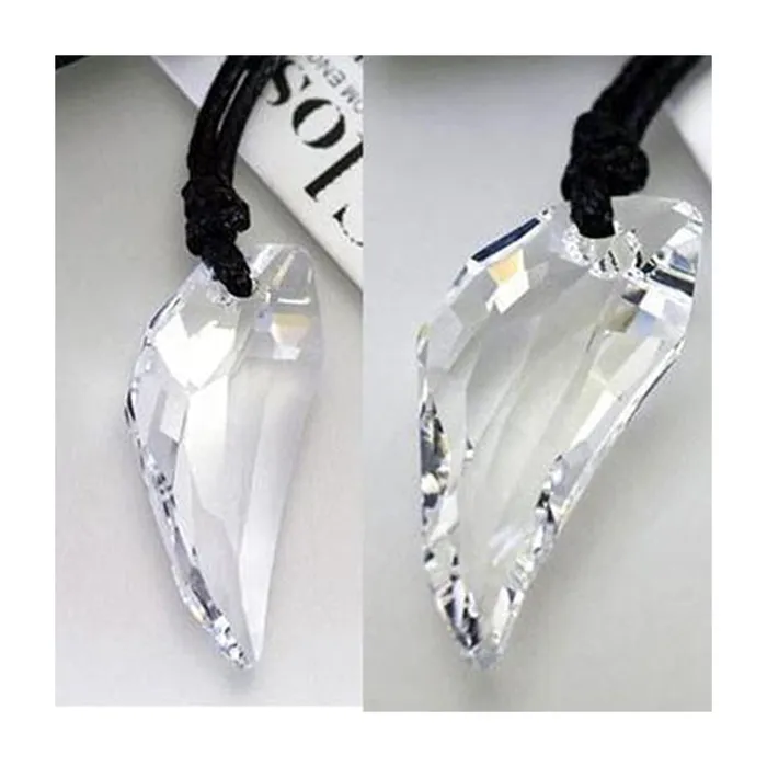 Yellow Chimes Yellow Chimes White Crystal Adjustable Black Leather Rope Pendant for Men and Women Bracelets