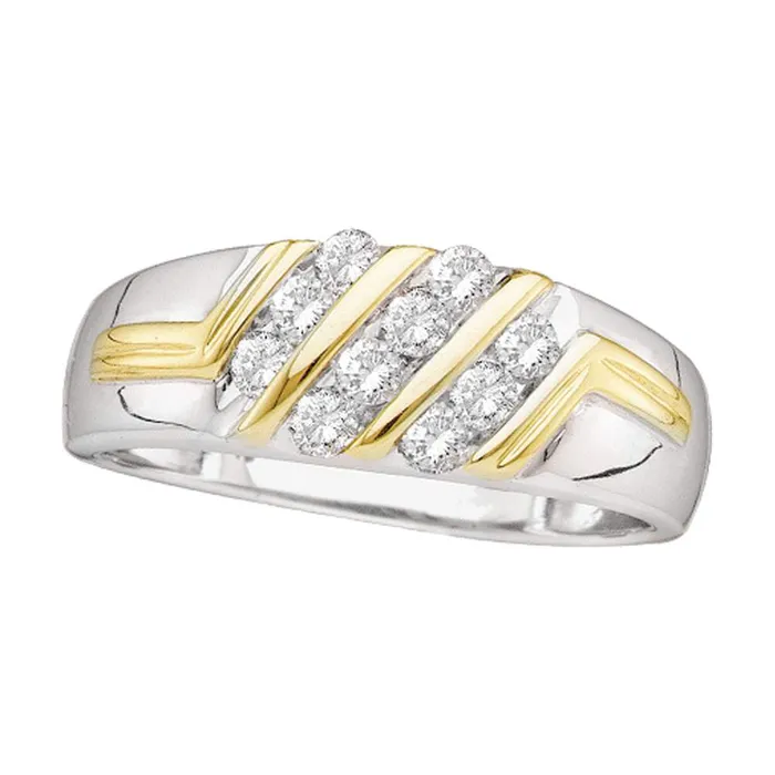 10kt Twotone Gold Mens Round Diamond Wedding Band Ring 12 Cttw mayamila Rings 10kt Twotone Gold Mens Round Diamond Wedding Band Ring 12 Cttw mayamila Rings