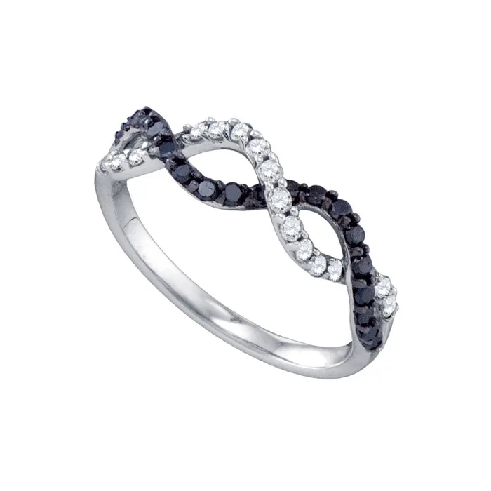 10kt White Gold Womens Round Black Color Enhanced Diamond Woven Band Ring 38 Cttw mayamila Rings 10kt White Gold Womens Round Black Color Enhanced Diamond Woven Band Ring 38 Cttw mayamila Rings