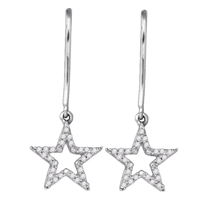 10kt White Gold Womens Round Diamond Star Dangle Earrings 18 Cttw mayamila Earrings 10kt White Gold Womens Round Diamond Star Dangle Earrings 18 Cttw mayamila Earrings