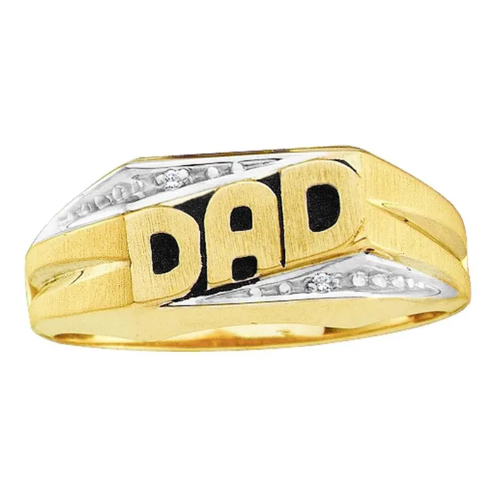 10kt Yellow Gold Mens Round Diamond Dad Father Band Ring 01 Cttw mayamila Rings 10kt Yellow Gold Mens Round Diamond Dad Father Band Ring 01 Cttw mayamila Rings