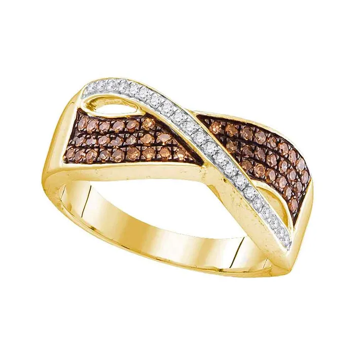 10kt Yellow Gold Womens Round Cognacbrown Color Enhanced Diamond Crossover Band Ring 13 Cttw mayamila Rings 10kt Yellow Gold Womens Round Cognacbrown Color Enhanced Diamond Crossover Band Ring 13 Cttw mayamila Rings