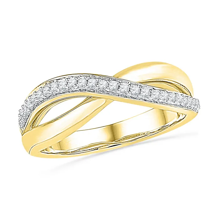 10kt Yellow Gold Womens Round Diamond Crossover Band Ring 110 Cttw mayamila Rings 10kt Yellow Gold Womens Round Diamond Crossover Band Ring 110 Cttw mayamila Rings